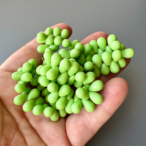 Lovely opaque celadon/new spring pea green Czech glass drops!