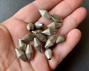Impressive silver plated brass bicone beads! New, old stock! Sold per 8 beads. SKU 03401