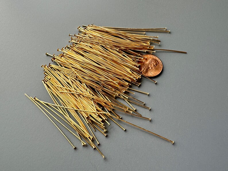 Gorgeous shine on these gold plated brass headpins. 21 gauge. imagem 9