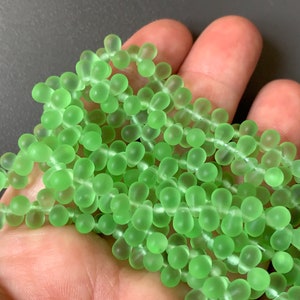 Marvelous matte Czech glass drops! Lovely shade of spring green!