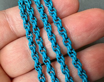 Gorgeous cyan enameled rope chain! Sold per yard. SKU chain448