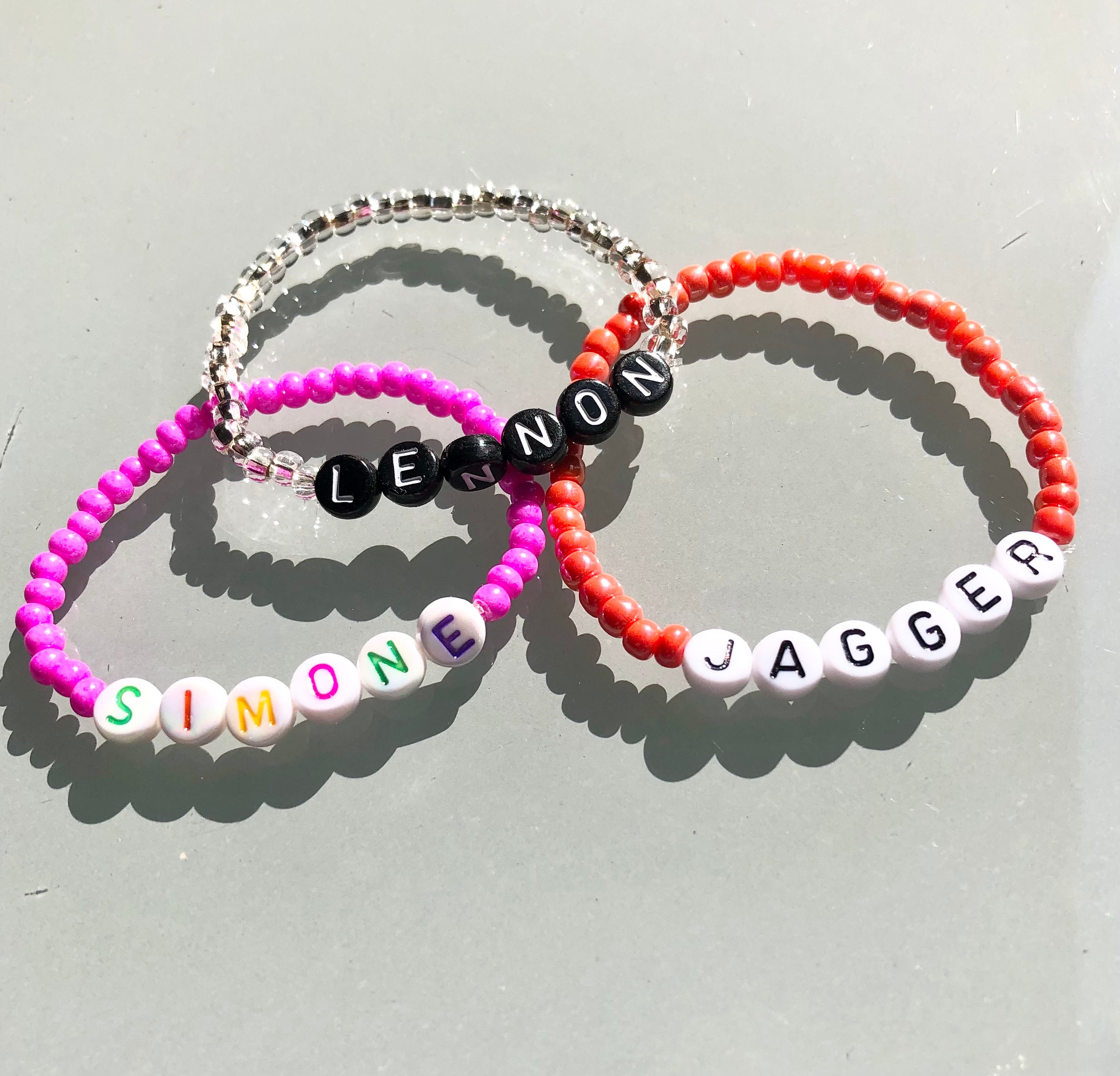 Personalized letter bracelet/beaded letter bracelet/mommy and | Etsy