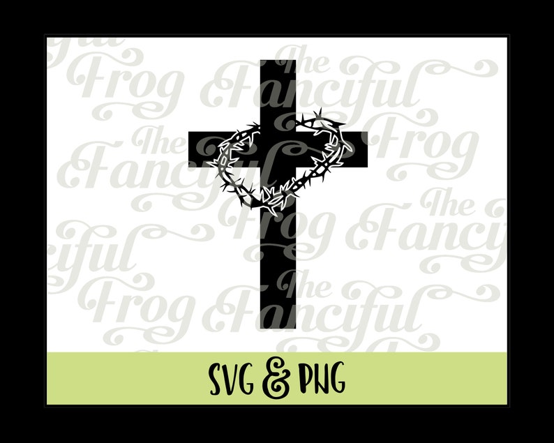 Download Cross Crucifix Crown of Thorns PNG SVG Vector | Etsy