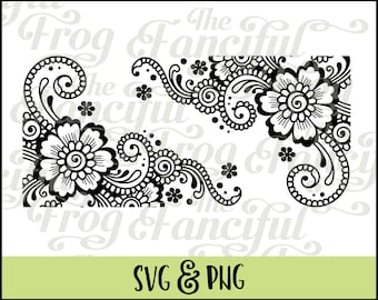 Download - Paisley Flowers Cricut Machine Decoration Corner - PNG SVG Vector Image - Cricut Silhouette Celtic