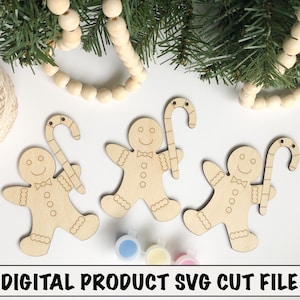 Laser Cut File SVG Digital File Christmas Holiday Gingerbread Man Garland Ornament DIY kit file kids DIY Paint Kit Fit