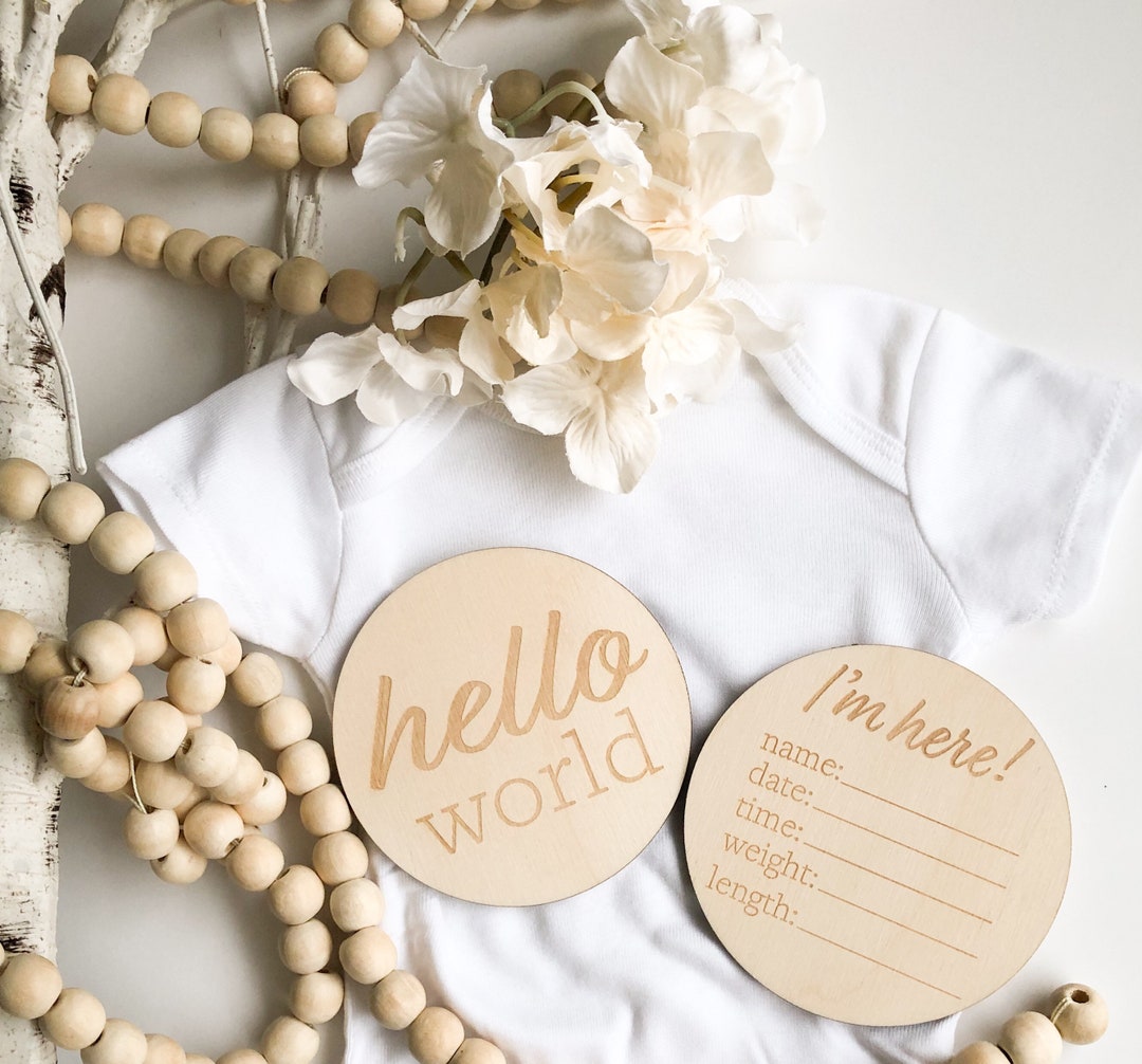 Laser Cut File SVG Hello World Newborn Sign Marker Milestone Monthly - Etsy