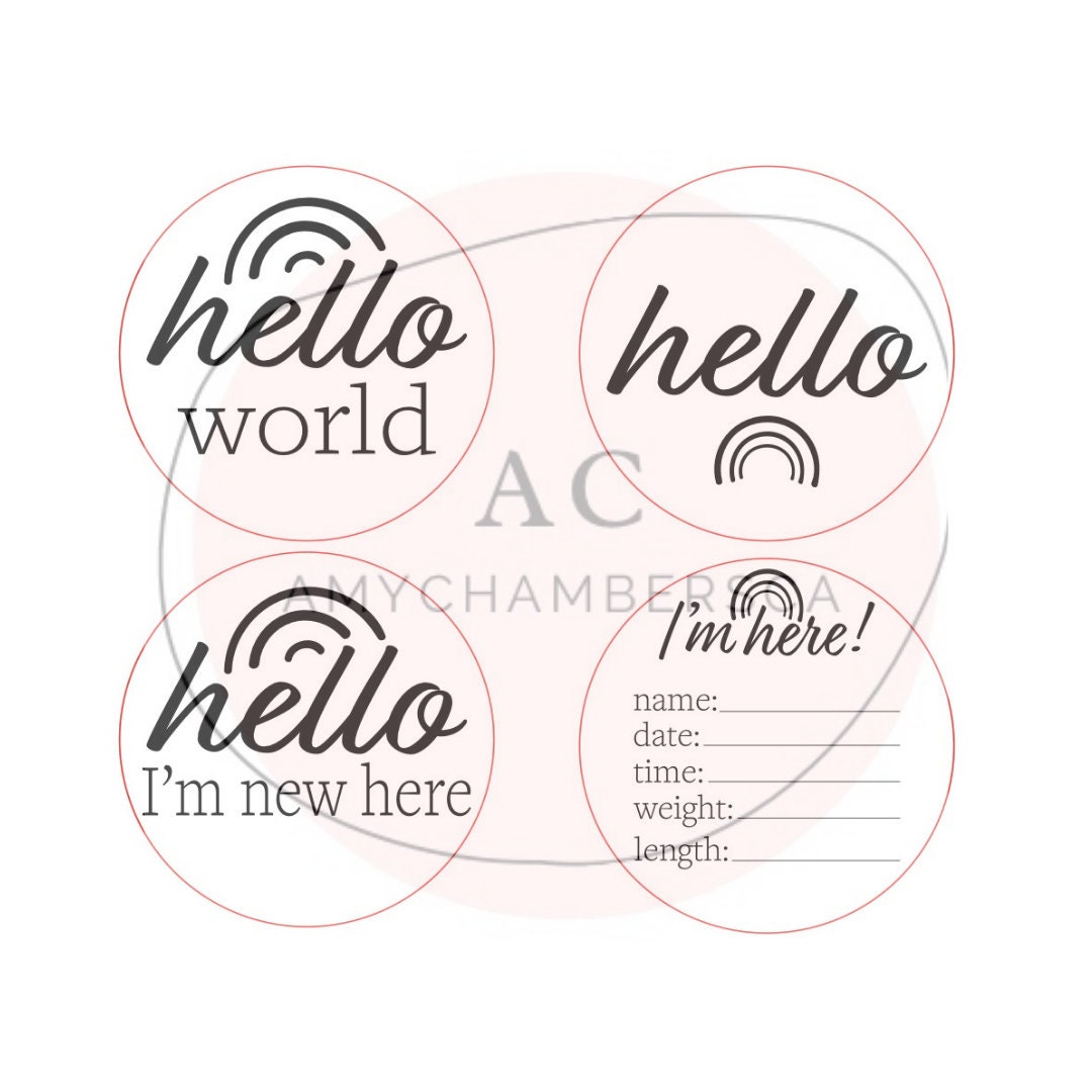 Laser Cut File SVG Rainbow Baby Sign Hello World Newborn Sign Marker ...