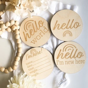 Laser Cut File SVG Rainbow Baby Sign Hello World Newborn Sign Marker ...