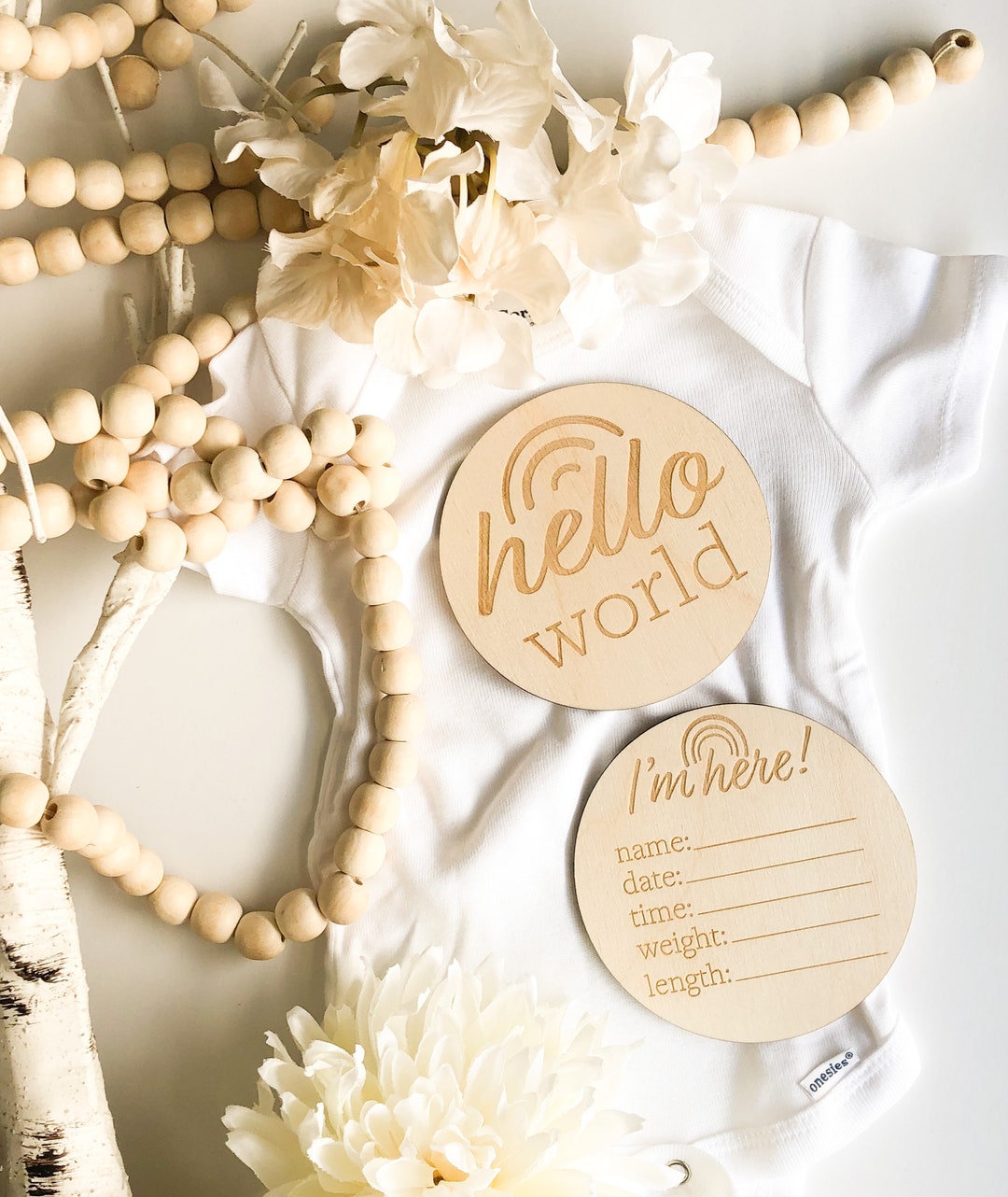 Laser Cut File SVG Rainbow Baby Sign Hello World Newborn Sign Marker ...