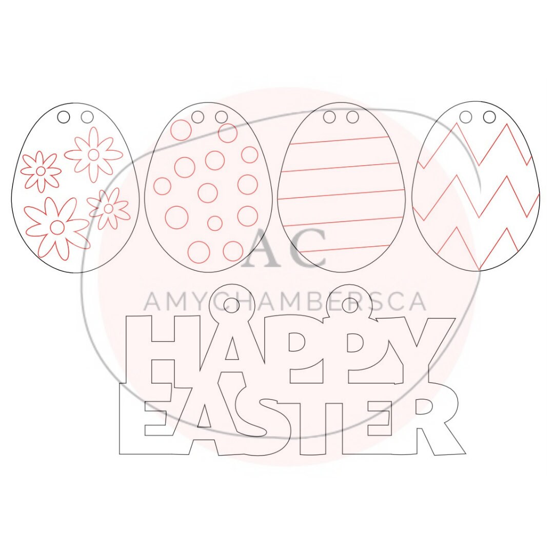 Laser Cut File SVG Digital File Easter Egg Diy Paint Kit Garland Banner ...