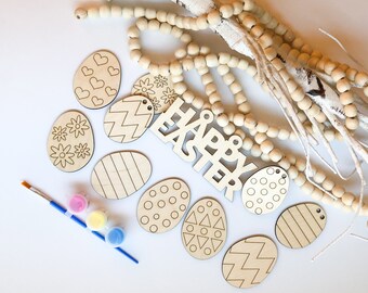 Påskäggsgirland SVG laserskuren fil, DIY-målningskit (digital fil)