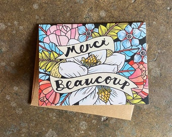 Tarjeta de agradecimiento Merci Beaucoup