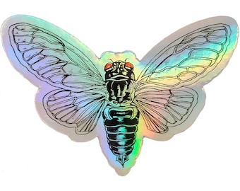 Pegatina holográfica de cigarra