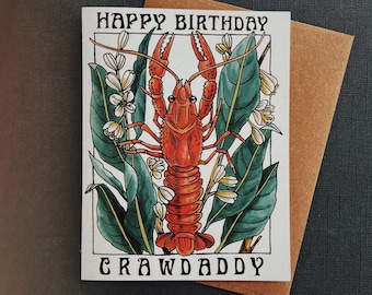 Happy Birthday Crawdaddy Crawfish Card
