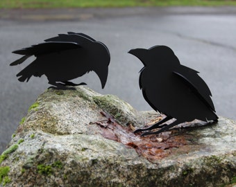 Free Shipping!, Crow, Raven, Garden Sculpture, Yard Art, Outdoor Decor, Crow Sculpture, Raven Sculpture,  Baby Bird Art