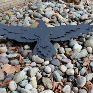 Free Shipping, Steel Crow Sculpture, Raven Garden Sculpture, Flying Raven, Raven Decoration, Matt Black, Yard Art, Raven image 5