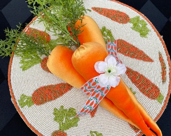 Velvet Carrots, Fabric Carrots, Easter Carrots, Handmade Easter Decor, Tabletop decor for Easter, Handmade Velvet Carrots, Elegant Entryways