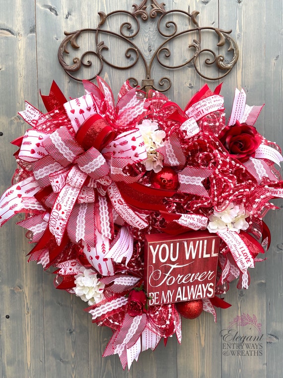 Valentine's Day Wreath Heart Wreaths for Front Door 