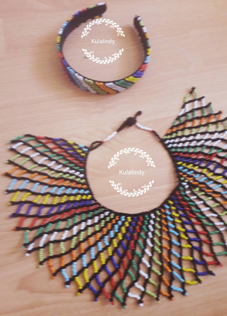 Handmade Zulu neck piece and headband set.