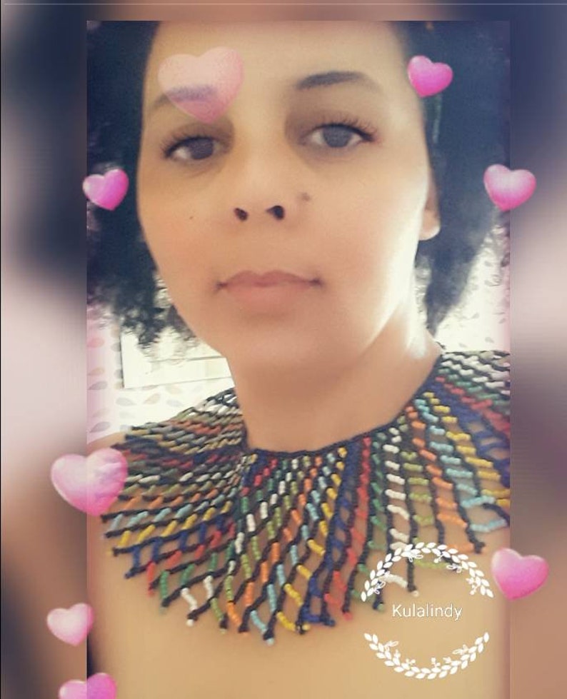 Handmade Zulu neck piece and headband set.