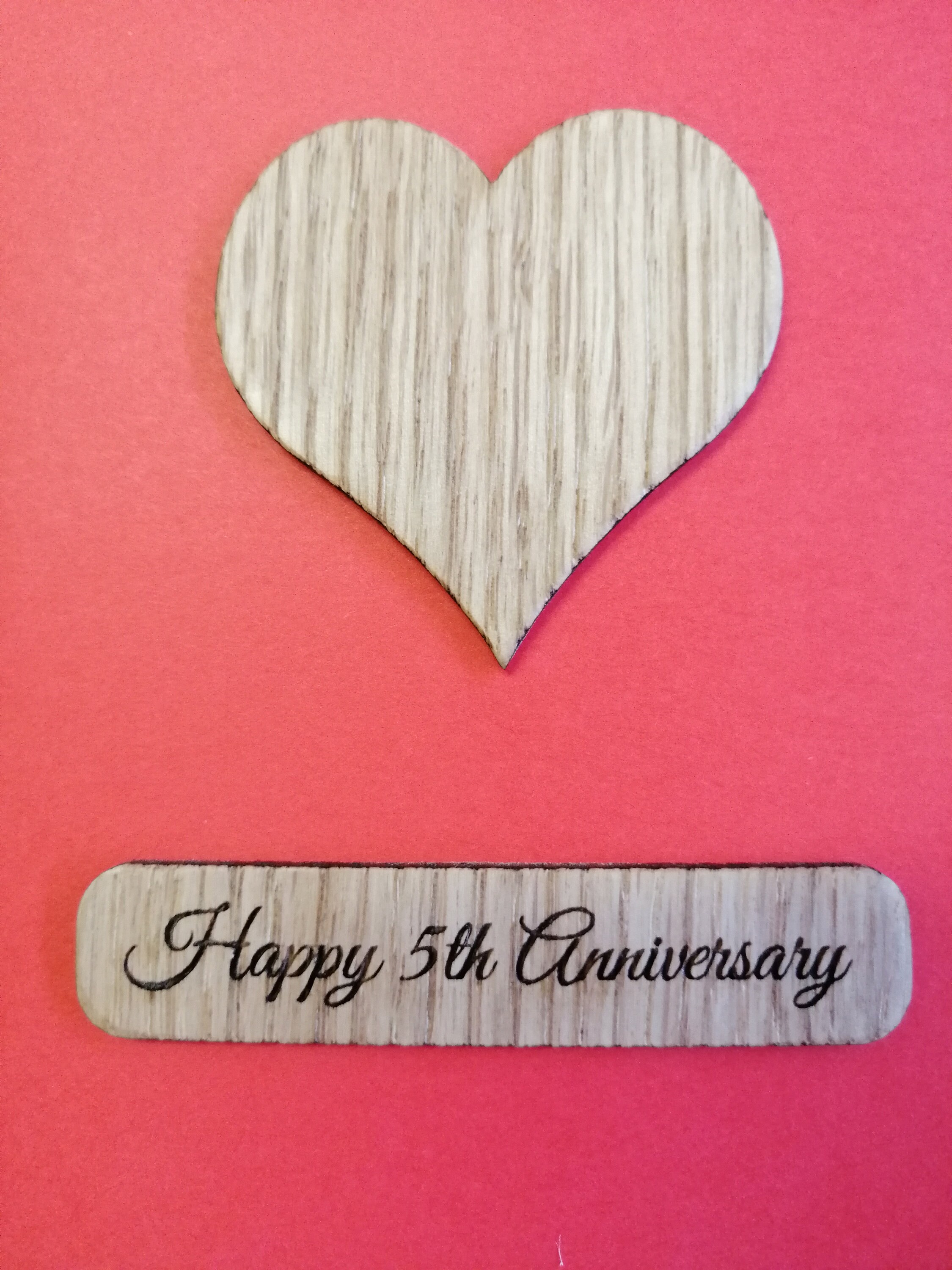 Happy 5th Anniversary Card Engraved Wood Anniversary Card Cards