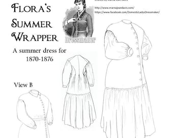 DIGITAL SIZE A Flora- a summer wrapper for 1870-76 Sewing Pattern