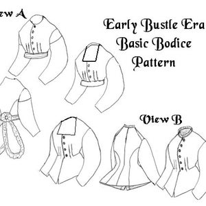 Early Bustle Era Bodice Pattern- Sewing Pattern
