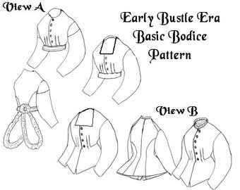 Early Bustle Era Bodice Pattern- Sewing Pattern