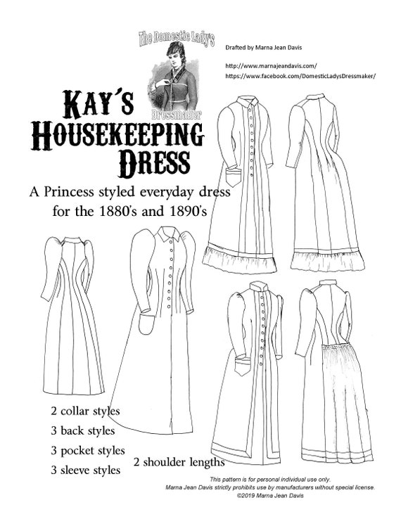 Kay's Housekeeping Dress Pattern 1880s-1890s