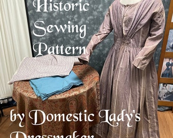 Elisabet 1847-1852 Front opening, Fan Front Dress Sewing Pattern