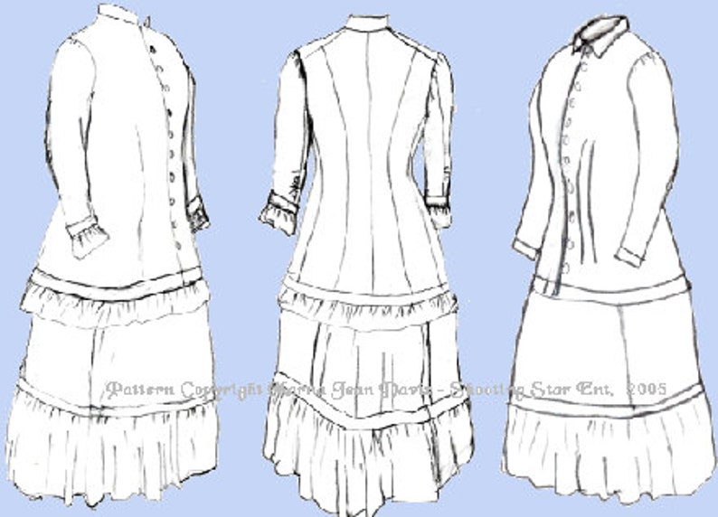 Victorian Sewing Patterns- Dress, Blouse, Hat, Coat, Lingerie     DIGITAL SIZE B(39-51 Bust)Allie- Natural Form House/Work dress pattern  AT vintagedancer.com