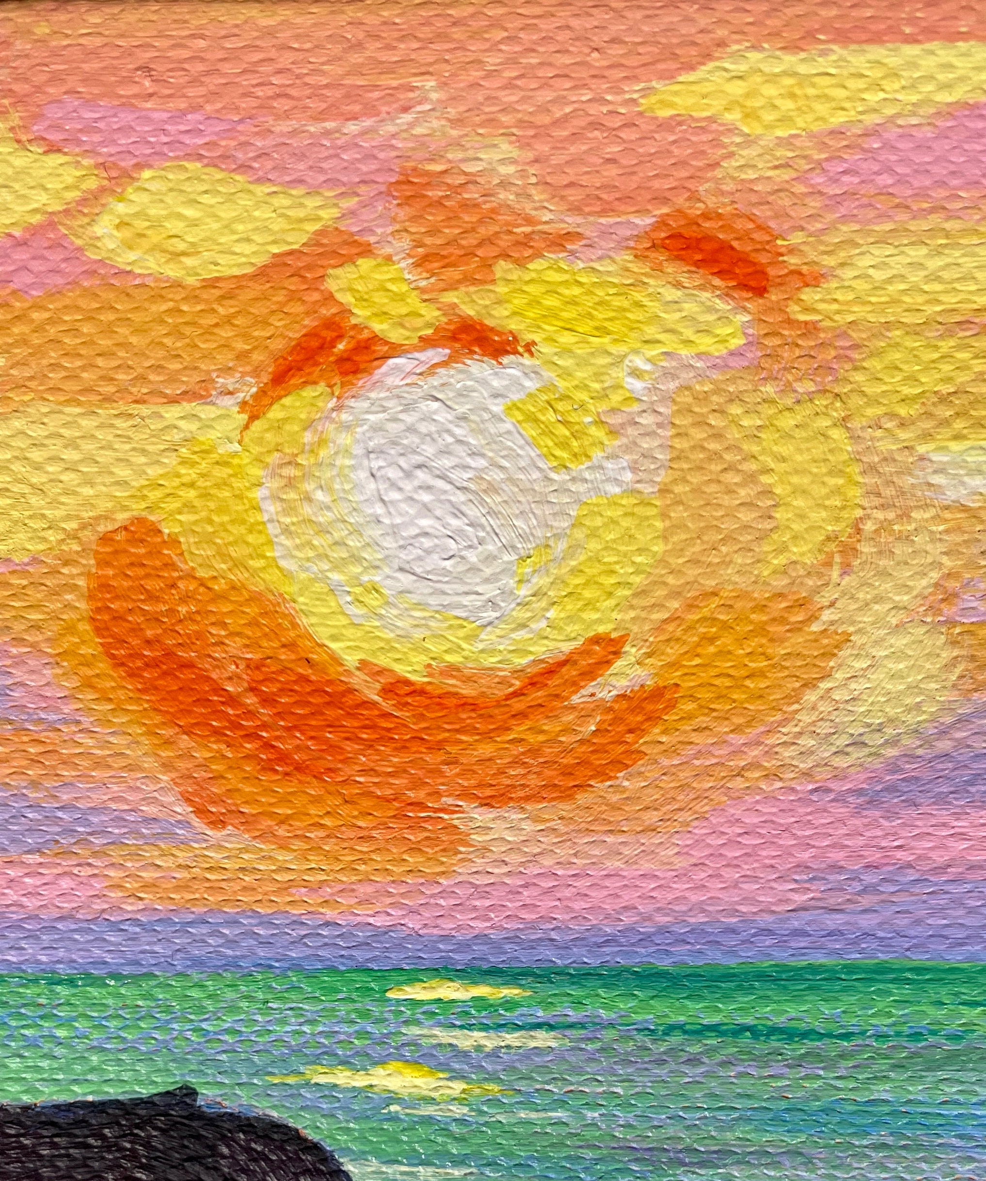 Yoga Triangle Pose Painting: Original Acrylic Zen Art, Beach