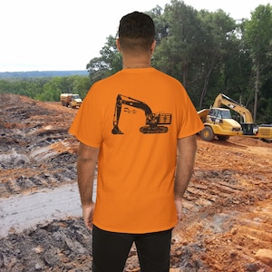 CAT 374 Bagger Grafik schweres Baumwoll T-Shirt - Bagger Baumaschinen Shirt, schwere Maschinen Bekleidung, Push it Shirt, Bau