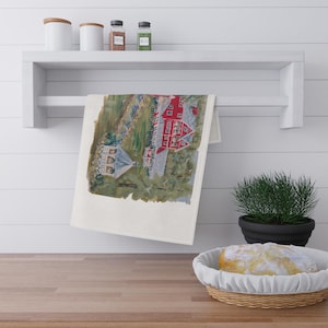 Vintage Springside Inn Tea Towels, Historic Auburn Landmark, Barbara Carris Kahl, Kitchen Decor, Cotton Poly Blend, Art Lover Gift