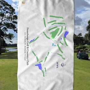 Golf Handtücher, Stonehenge Golf und Country Club Platz Karte Design - Personalisierbar für Turniere - Geschenk für Golfbegeisterte, personalisiertes Logo