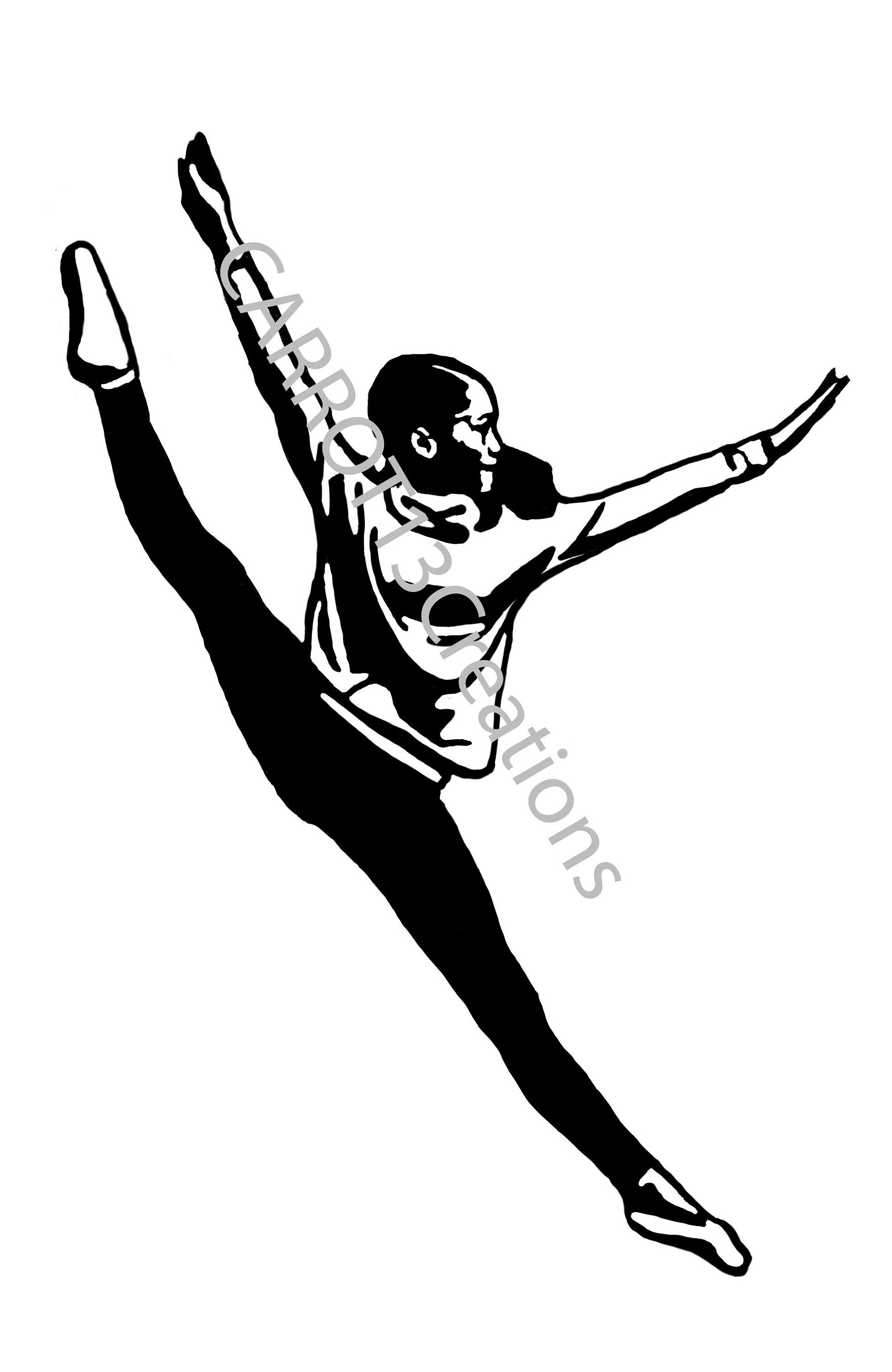 Dancer in Tilt Jump Pose, SVG, JPG, PNG Files for Vinyl Decal or Other