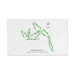 Toalla de mano con mapa de campo de golf - Pinehurst No 2, toalla deportiva, regalo de golf, toalla para amantes del golf, decoración de campo de golf, mapa de campo de golf
