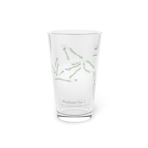 Pinehurst No 2, verre de pinte, carte du parcours de golf, chope de bière 16 oz, cadeau de golf, cadeau pour amateur de golf, carte du parcours de golf
