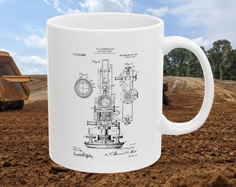 Land Surveyor Mug, Survey Level Patent Design, Compass Gift