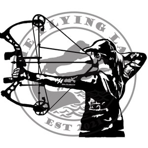 Weibliche Bogen Jäger SVG-, JPG-, PNG-Dateien für Vinyl-Aufkleber oder Kunstprojekt