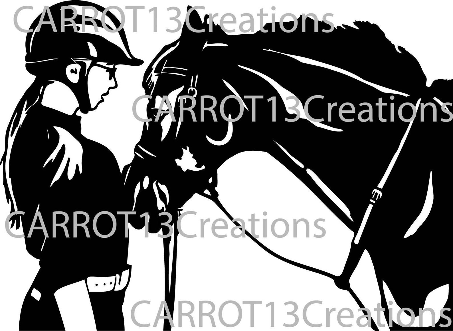 Girl With Her Horse SVG, JPG, PNG Files for Vinyl Decal or Art Project Etsy