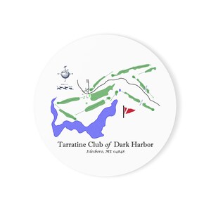 Tarratine Club of Dark Haber Hafen Golfkurs Karte Korkuntersetzer, Untersetzer, Wohnkultur, Barzubehör, Einweihungsgeschenk