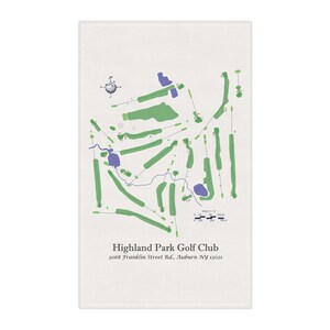 Highland Park Golf Club Natürlich Map Geschirrtücher - Perfekt für Golf-Enthusiasten, Küchen-Dekor, Golf-Liebhaber, Golf-Erinnerungsstücke