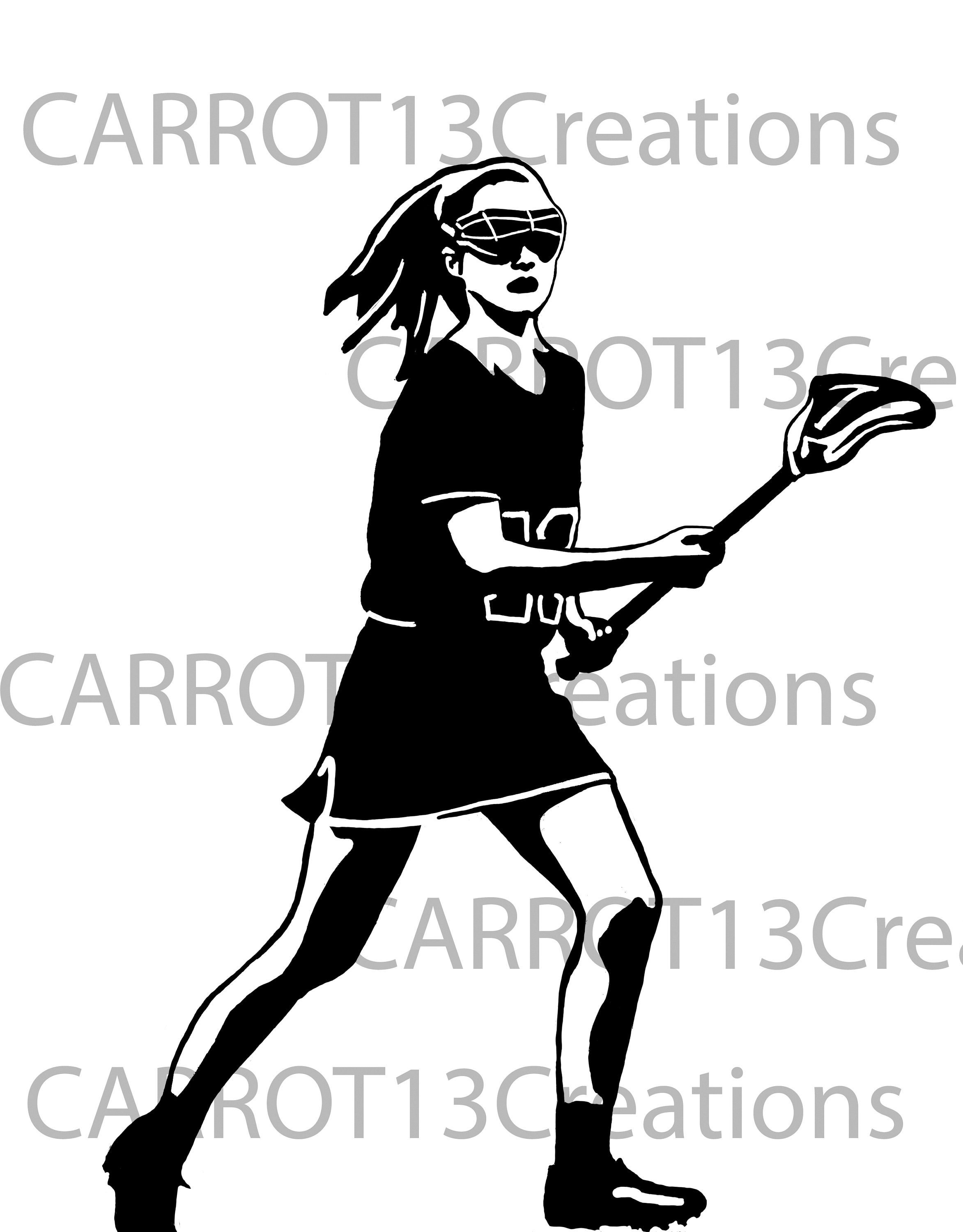 Girl Lacrosse Player SVG, JPG, PNG Files for Vinyl Decal or Art Project