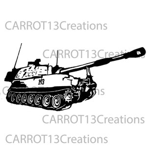 Field Artillery M109 Howitzer svg, png, fichiers jpg pour décalcomanie vinyle, cricut, Silhouette