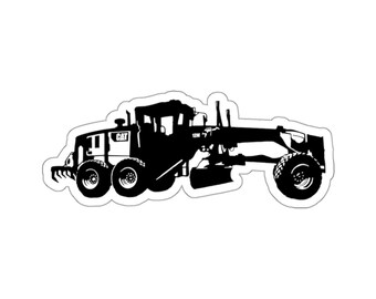 Motor Grader Construction Equipment CAT 12M - Kiss-Cut Stickers, Construction Stickers, Heavy Equipment Stickers, Vehicle Stickers, Stickers