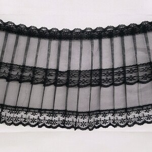 Black Organza Sheer Pleated Lace ruffled Trimming Sold by the Yard