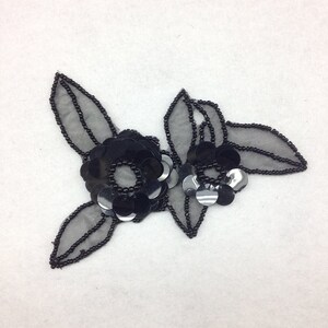 2 Pcs Sequin & Beads flower Shape Applique (sew on or Iron on)