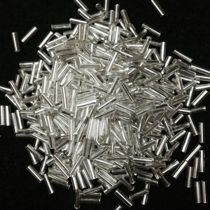 Silver-lined Crystal Bugle Beads Tube (11/0) 6mm long Selling Per Bag