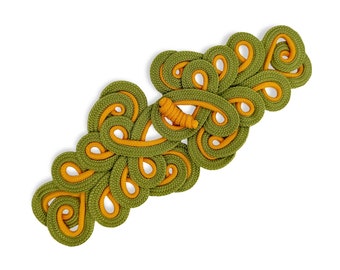 Lyracces Extra Large Chinese Knot Frog Buttons - 7" Ornamental Braid Closures For Cheongsam (Silver Tone, 1 Pair)